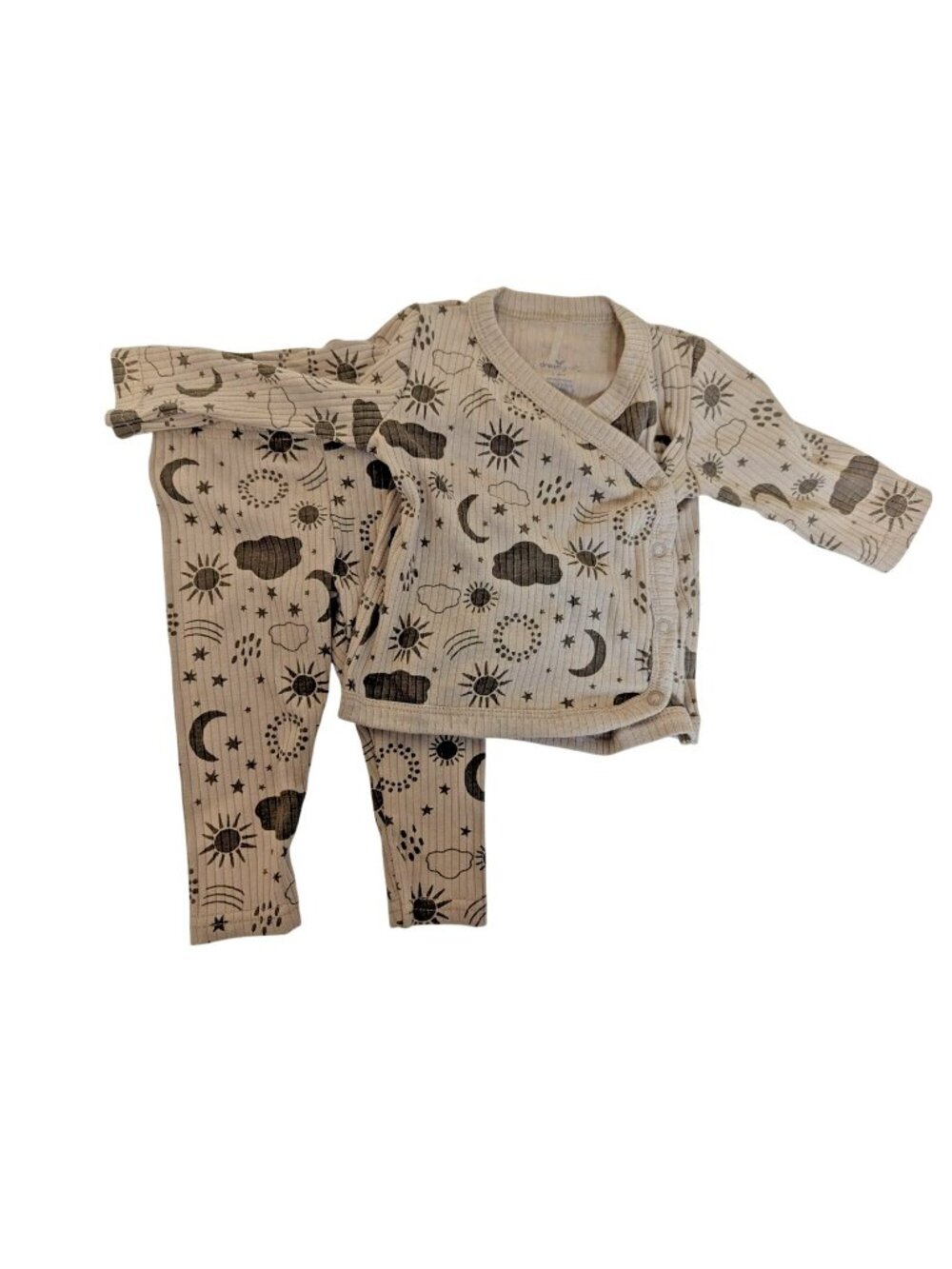 DreamGro Baby Boy Outfit 3-6M Cardigan & Pants Set Sun Moon Stars Ribbed Knit